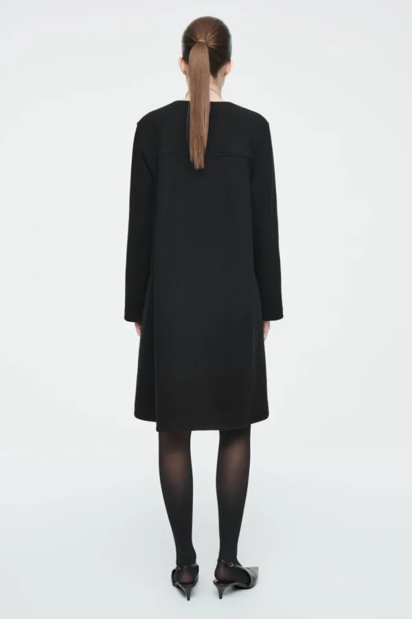 COS A-LINE BOILED-WOOL MINI DRESS BLACK Clearance