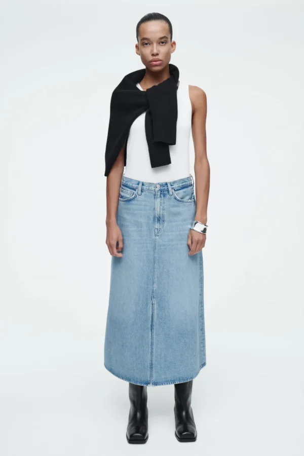 COS A-LINE DENIM MIDI SKIRT BLUE Shop