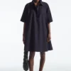 COS A-LINE MINI SHIRT DRESS NAVY Hot