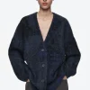 COS ALPACA-BLEND JACQUARD CARDIGAN BLUE Hot