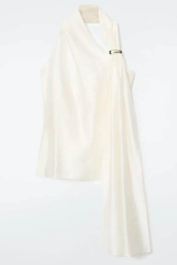 COS ASYMMETRIC BROOCH-DETAIL BLOUSE IVORY Best