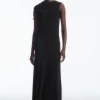 COS ASYMMETRIC COWL-NECK MAXI DRESS BLACK Flash Sale