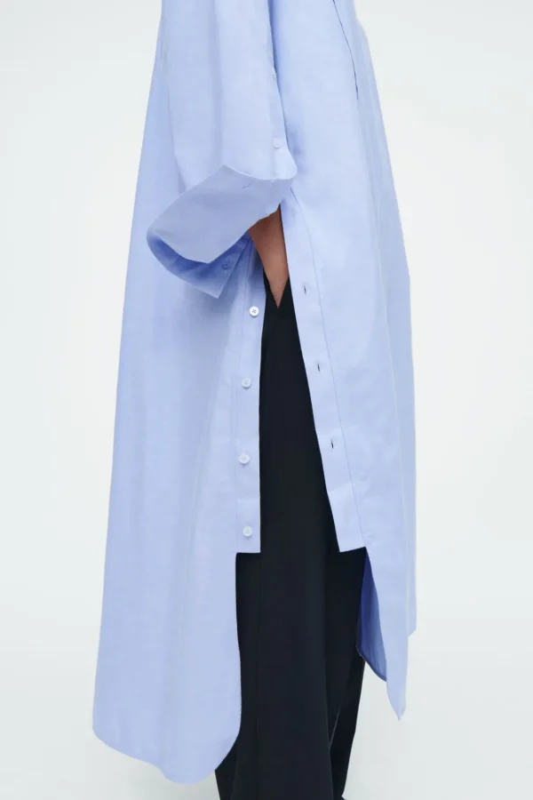 COS ASYMMETRIC DECONSTRUCTED SHIRT DRESS LIGHT BLUE Best Sale