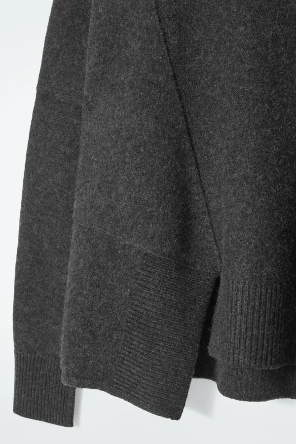 COS ASYMMETRIC MERINO WOOL SWEATER DARK GRAY Clearance