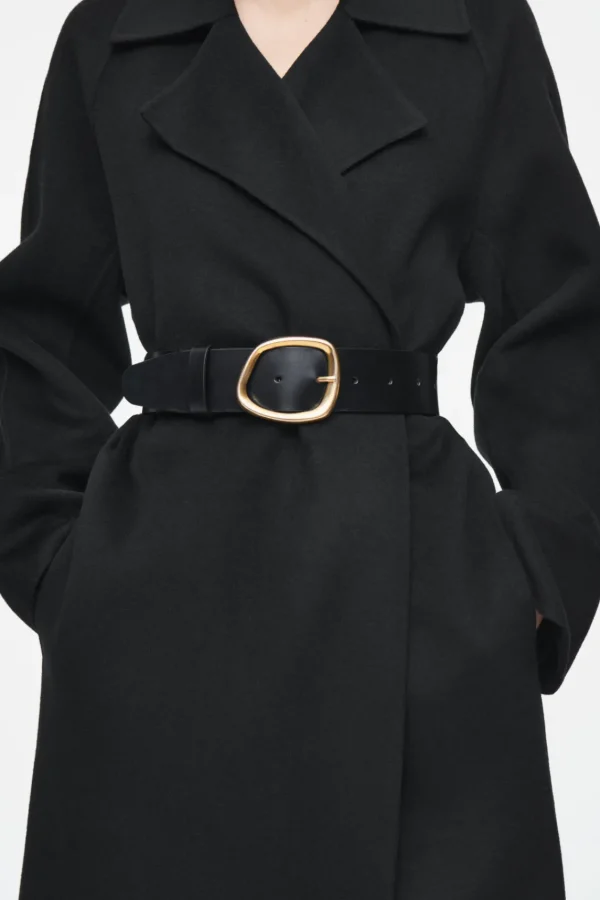 COS ASYMMETRIC-BUCKLE LEATHER BELT BLACK Fashion