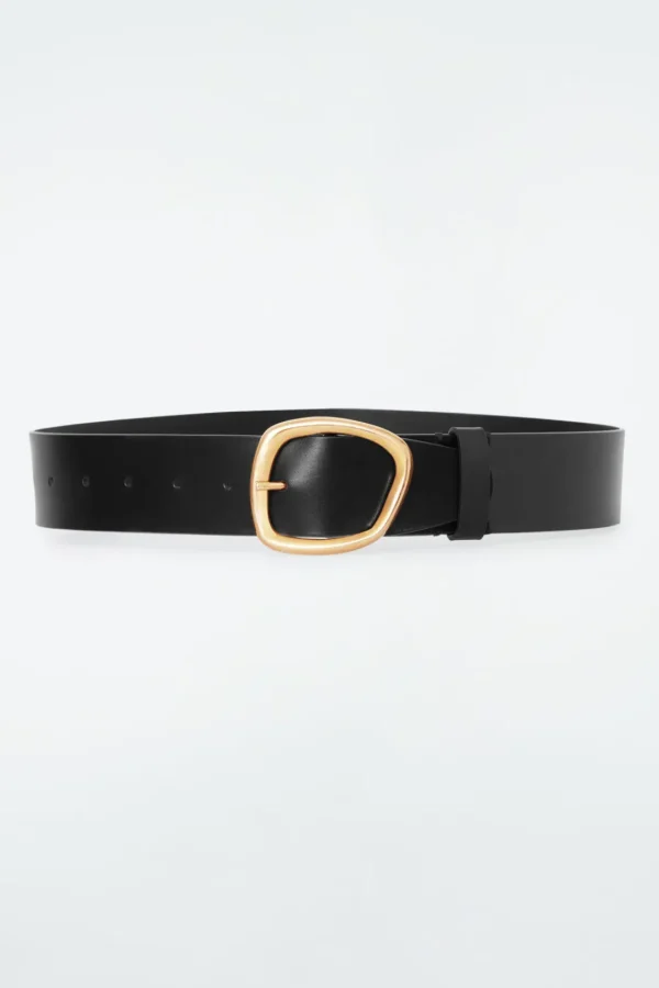 COS ASYMMETRIC-BUCKLE LEATHER BELT BLACK Fashion