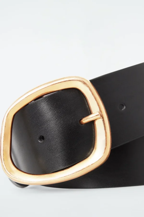 COS ASYMMETRIC-BUCKLE LEATHER BELT BLACK Fashion