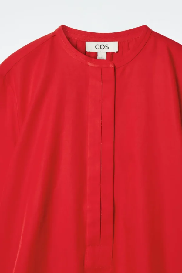 COS BALLOON-SLEEVE SILK BLOUSE RED Store