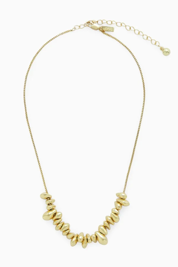 COS BEADED BOX CHAIN NECKLACE GOLD Sale