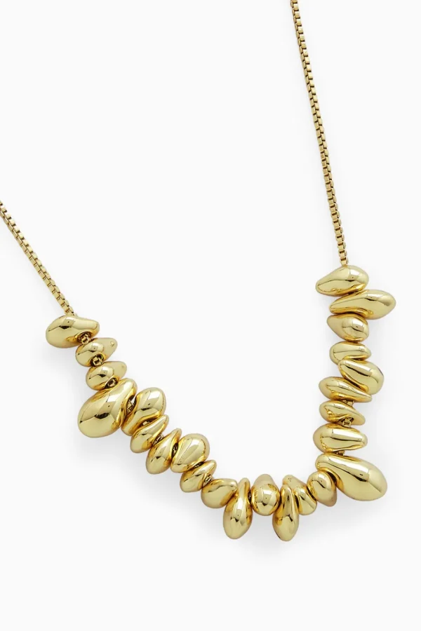 COS BEADED BOX CHAIN NECKLACE GOLD Sale