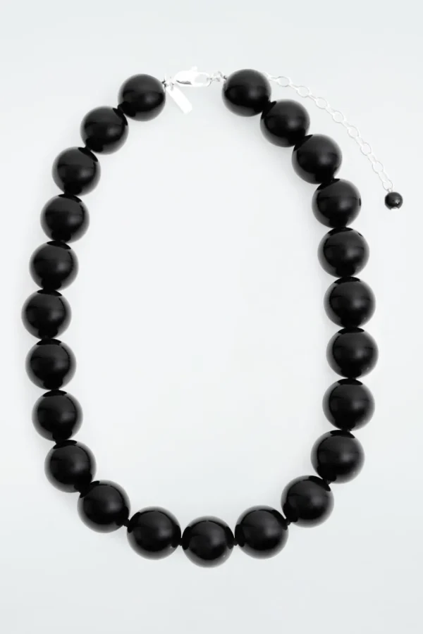 COS BEADED ONYX NECKLACE BLACK Cheap