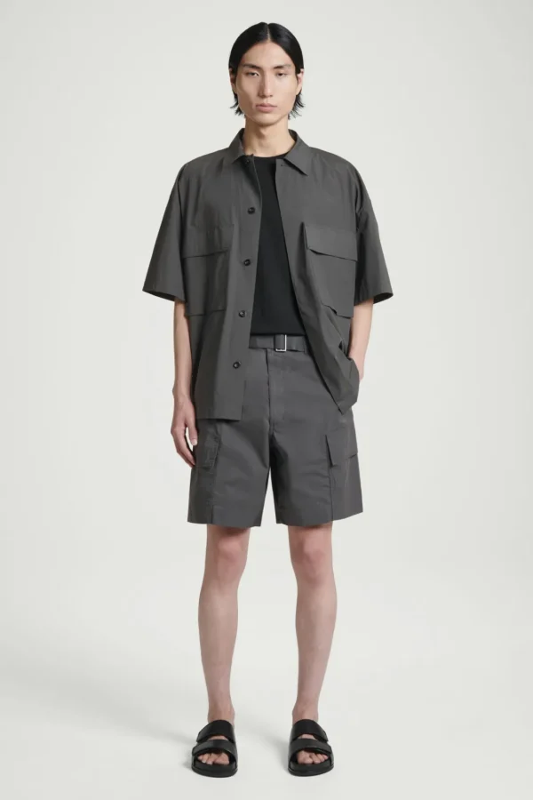 COS BELTED CARGO SHORTS GRAY Cheap