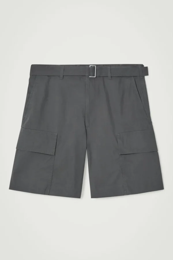 COS BELTED CARGO SHORTS GRAY Cheap