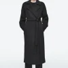 COS BELTED DOUBLE-FACED WOOL COAT BLACK Cheap