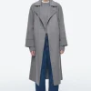 COS BELTED DOUBLE-FACED WOOL COAT GRAY Cheap