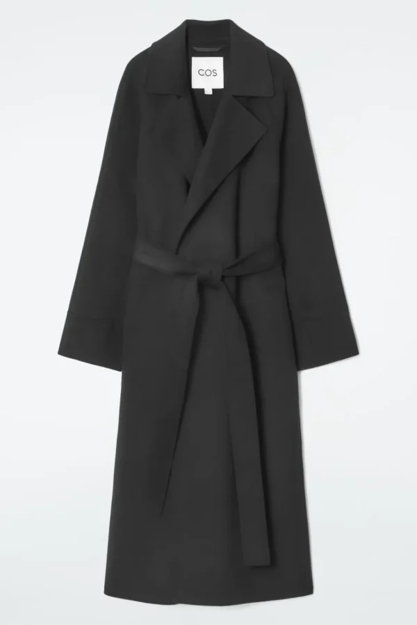 COS BELTED DOUBLE-FACED WOOL COAT BLACK Cheap