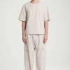 COS BELTED TECHNICAL COTTON CARGO PANTS STONE Hot