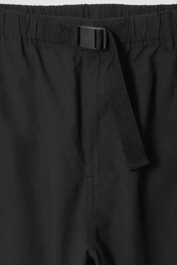 COS BELTED TECHNICAL COTTON CARGO PANTS BLACK Cheap