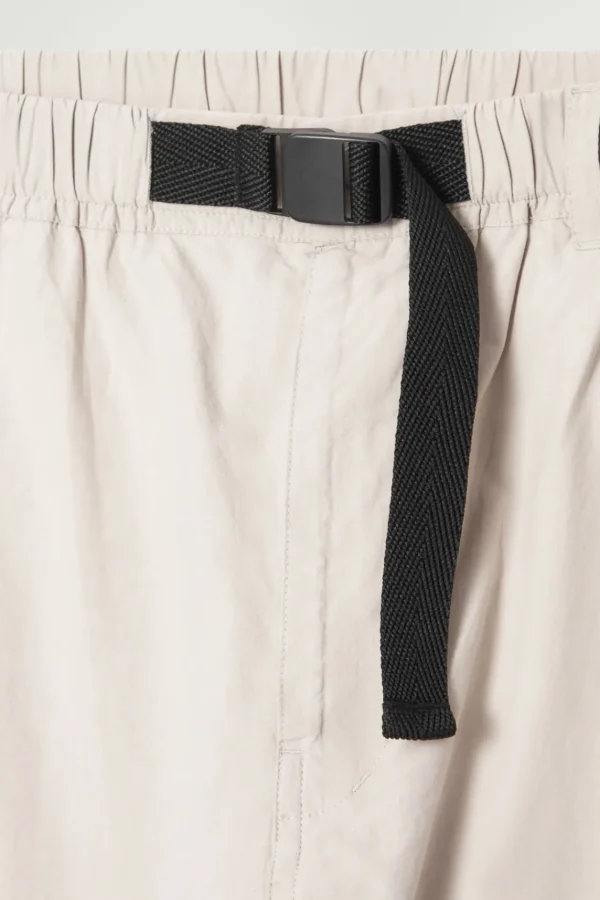 COS BELTED TECHNICAL COTTON CARGO PANTS STONE Hot