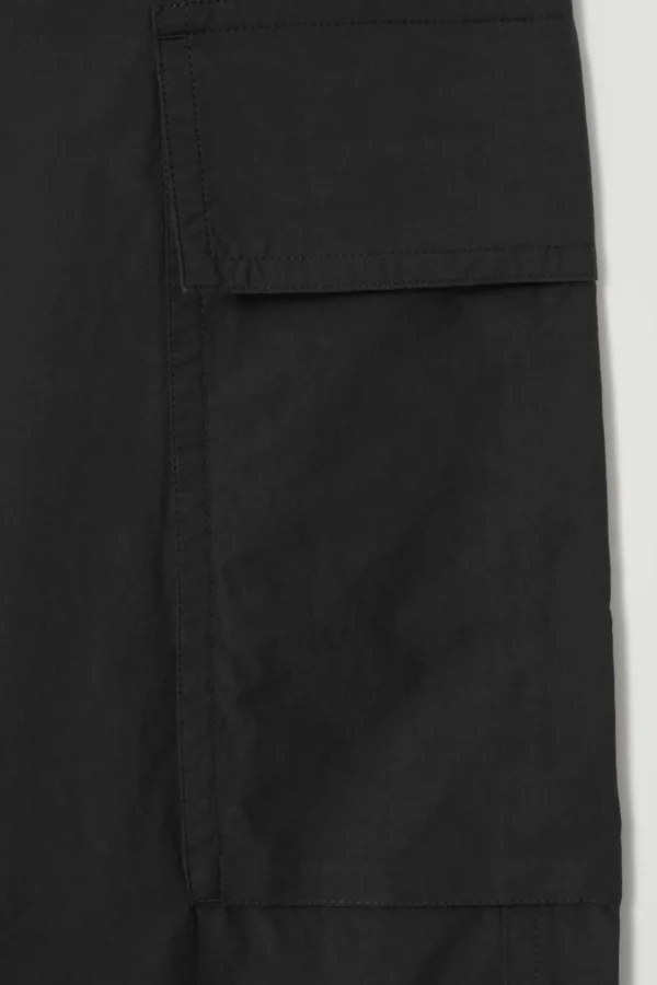 COS BELTED TECHNICAL COTTON CARGO PANTS BLACK Cheap