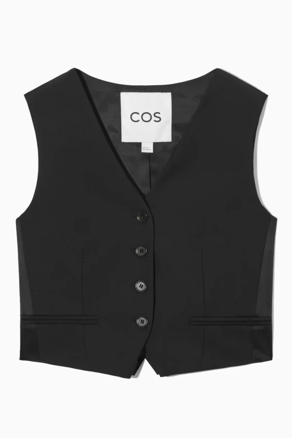 COS BELTED WOOL VEST BLACK Cheap