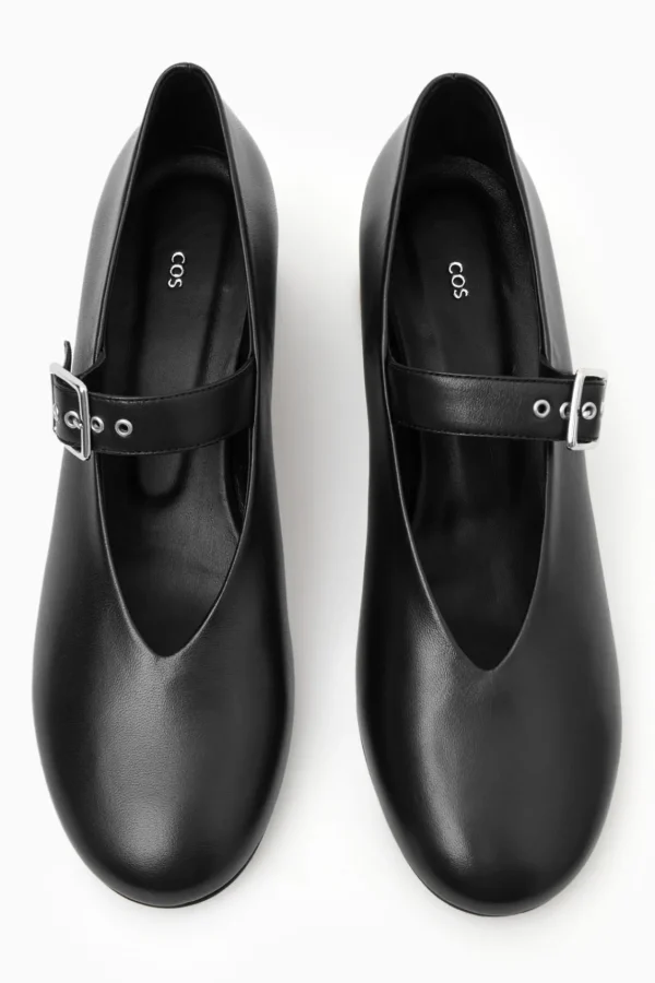 COS BLOCK-HEEL LEATHER MARY-JANE PUMPS BLACK Best Sale