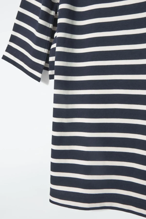 COS BOAT-NECK MINI T-SHIRT DRESS NAVY / STRIPED Hot