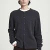 COS BOILED-CASHMERE CREW-NECK CARDIGAN CHARCOAL MÉLANGE New