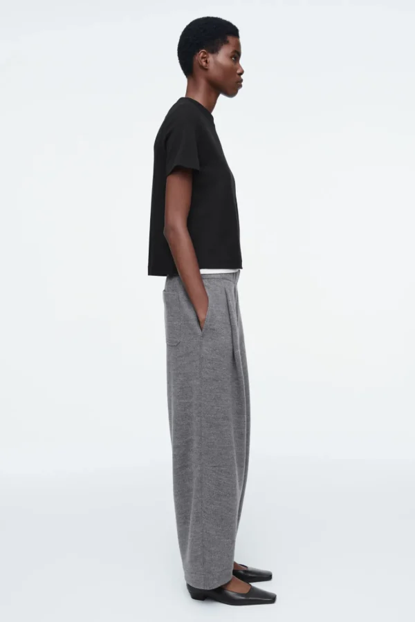 COS BOILED-WOOL BARREL-LEG PANTS GRAY MÉLANGE Best