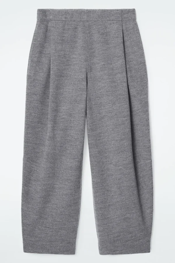 COS BOILED-WOOL BARREL-LEG PANTS GRAY MÉLANGE Best