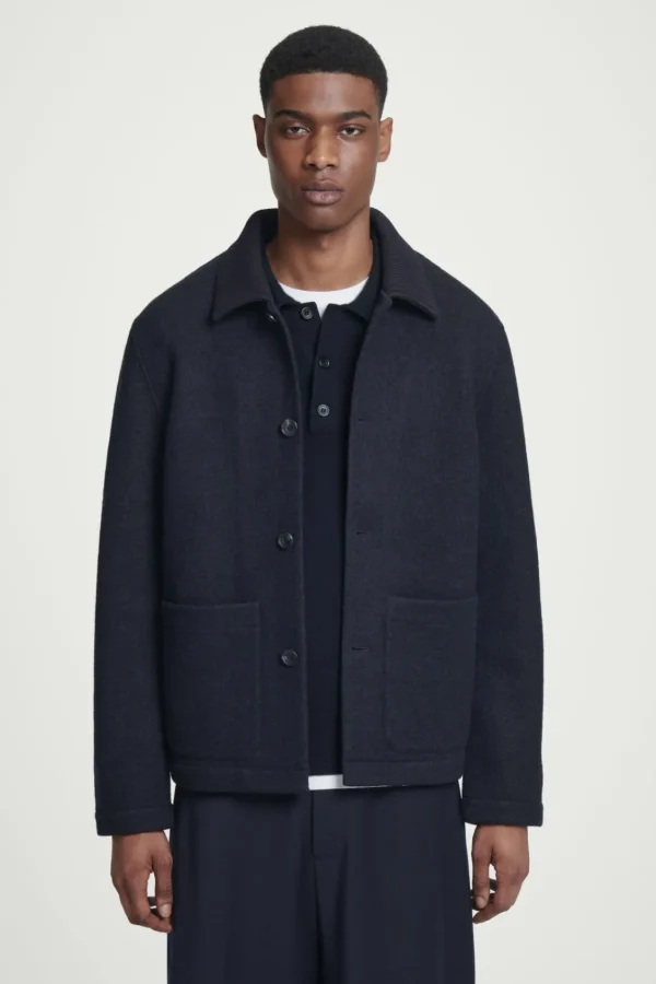 COS BOILED-WOOL CHORE JACKET NAVY Hot