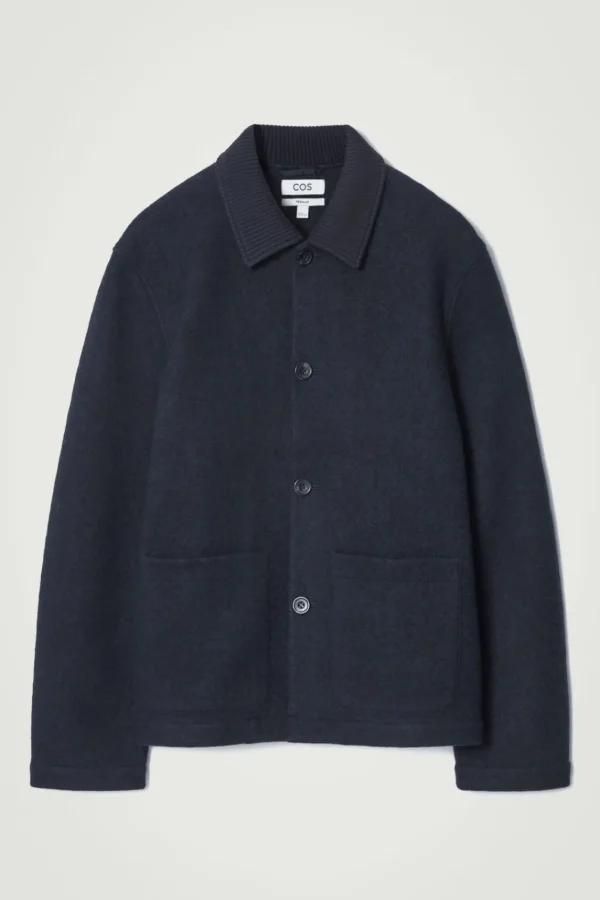 COS BOILED-WOOL CHORE JACKET NAVY Hot