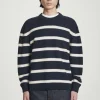 COS BOILED-WOOL CREW-NECK SWEATER NAVY / STRIPED Fashion