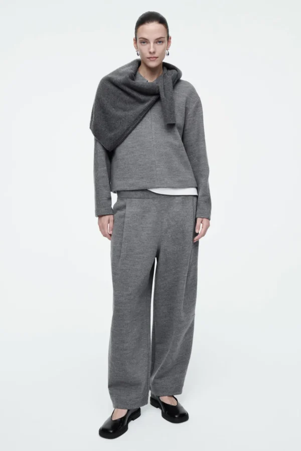 COS BOILED-WOOL ZIP-UP CARDIGAN GRAY MÉLANGE Fashion