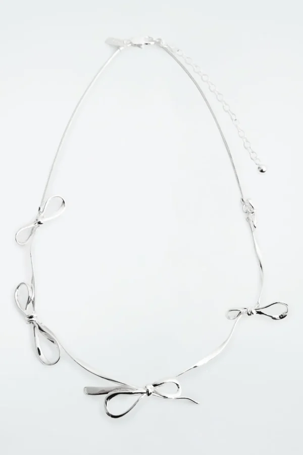 COS BOW SNAKE-CHAIN NECKLACE SILVER New