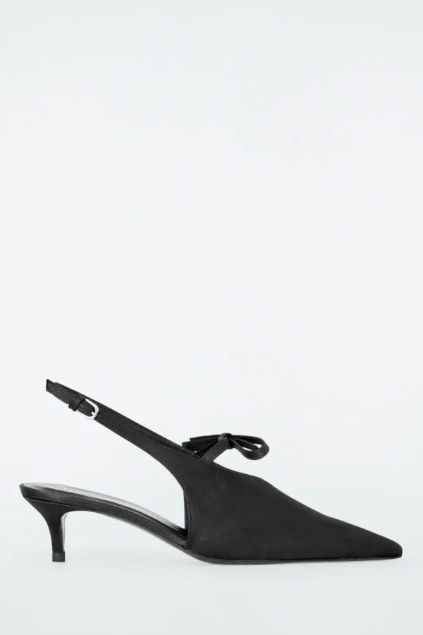 COS BOW-DETAIL POINTED SATIN SLINGBACK PUMPS BLACK Online