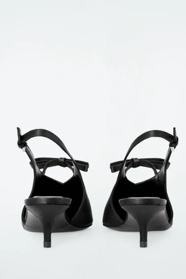 COS BOW-DETAIL POINTED SATIN SLINGBACK PUMPS BLACK Online