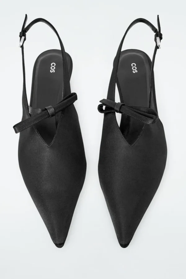 COS BOW-DETAIL POINTED SATIN SLINGBACK PUMPS BLACK Online