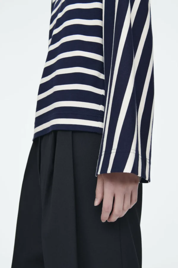 COS BOXY LONG-SLEEVED T-SHIRT NAVY / OFF-WHITE / STRIPED Cheap