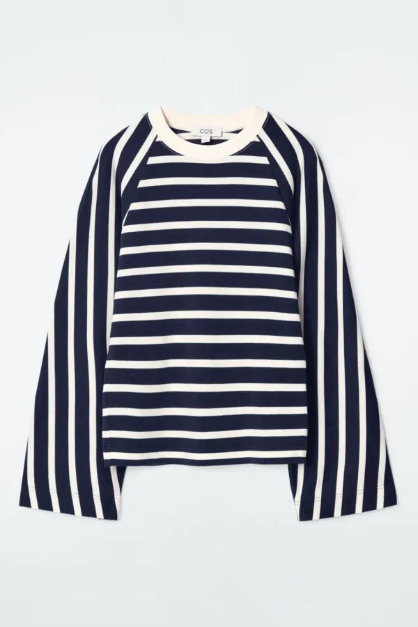 COS BOXY LONG-SLEEVED T-SHIRT NAVY / OFF-WHITE / STRIPED Cheap