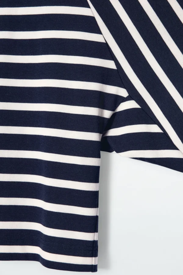 COS BOXY LONG-SLEEVED T-SHIRT NAVY / OFF-WHITE / STRIPED Cheap