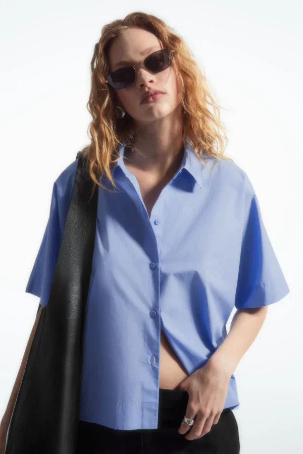 COS BOXY SHORT-SLEEVED POPLIN SHIRT LIGHT BLUE Online