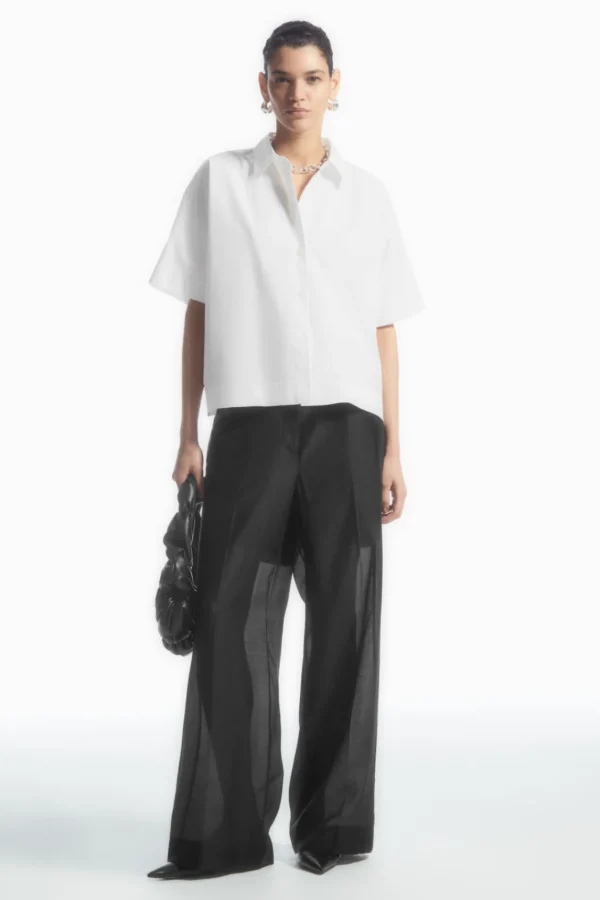 COS BOXY SHORT-SLEEVED POPLIN SHIRT WHITE Outlet