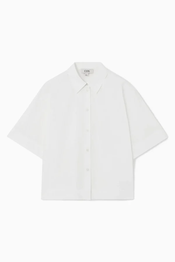 COS BOXY SHORT-SLEEVED POPLIN SHIRT WHITE Outlet