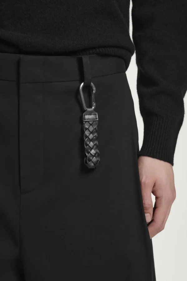 COS BRAIDED LEATHER KEY FOB BLACK Fashion