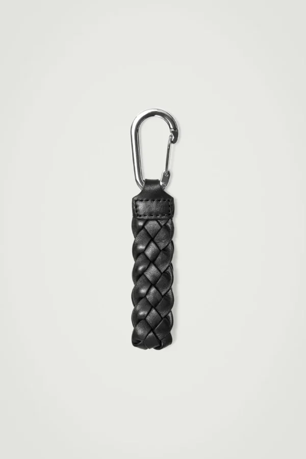 COS BRAIDED LEATHER KEY FOB BLACK Fashion