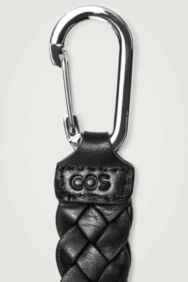 COS BRAIDED LEATHER KEY FOB BLACK Fashion