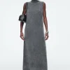 COS BRUSHED-CASHMERE MAXI DRESS DARK GRAY Store