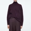 COS BRUSHED-CASHMERE TURTLENECK SWEATER BURGUNDY Discount