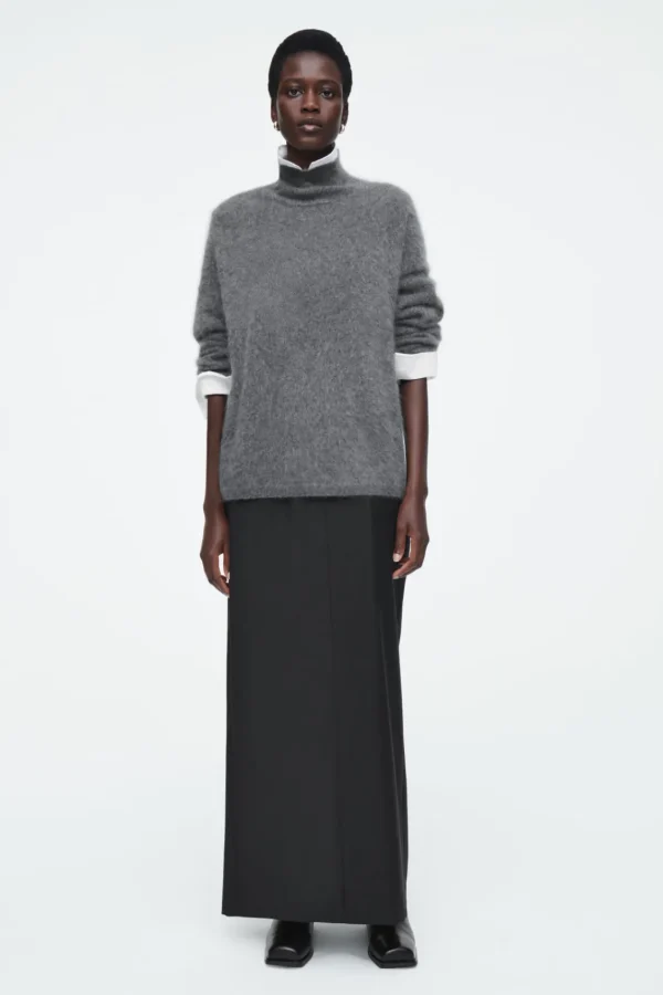 COS BRUSHED-CASHMERE TURTLENECK SWEATER CHARCOAL Sale